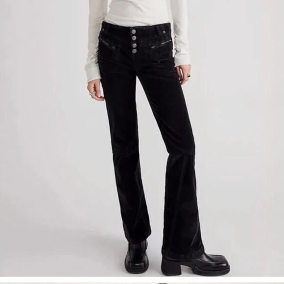 Free People Pants - Free People women's size 8 black Velvet flare Pants